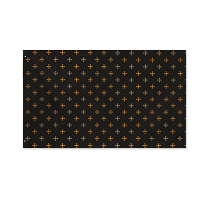 Black And Gold Orthodox Pattern Print Polyester Flag
