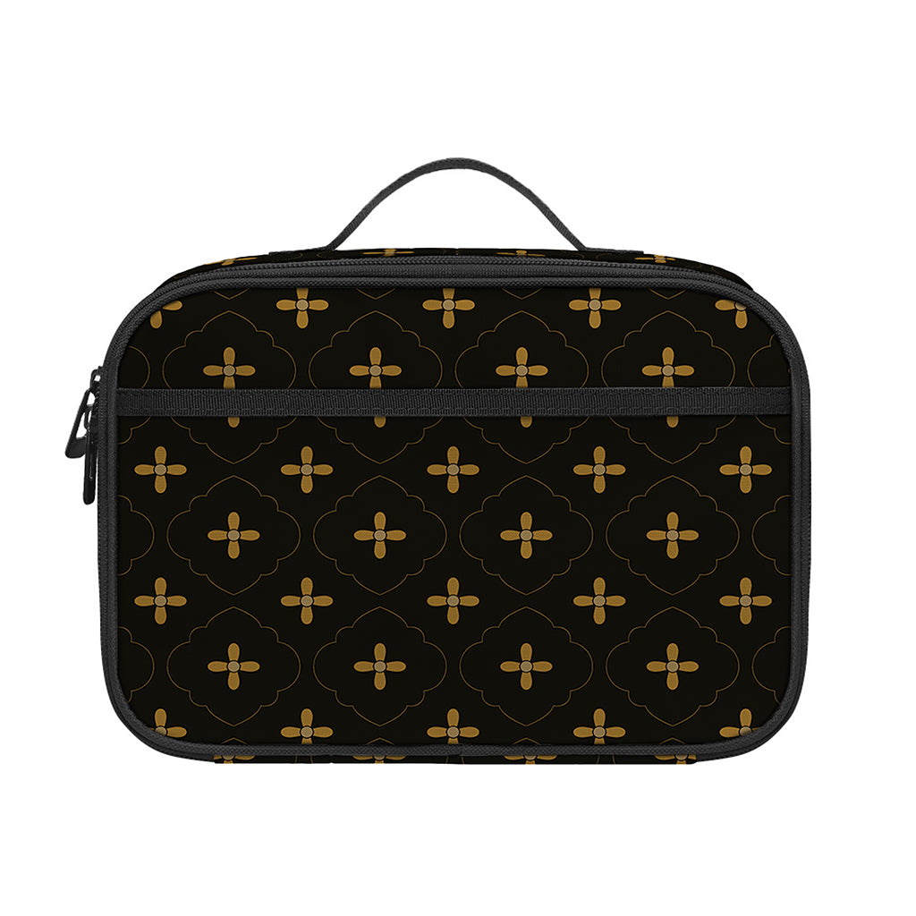 Black And Gold Orthodox Pattern Print Portable Lunch Bag