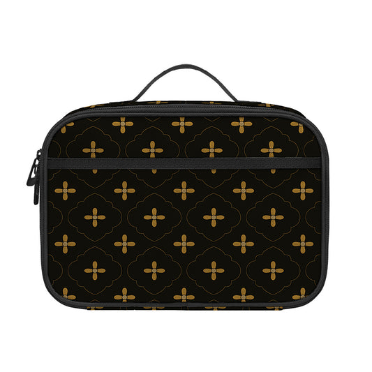 Black And Gold Orthodox Pattern Print Portable Lunch Bag