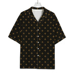 Black And Gold Orthodox Pattern Print Rayon Hawaiian Shirt