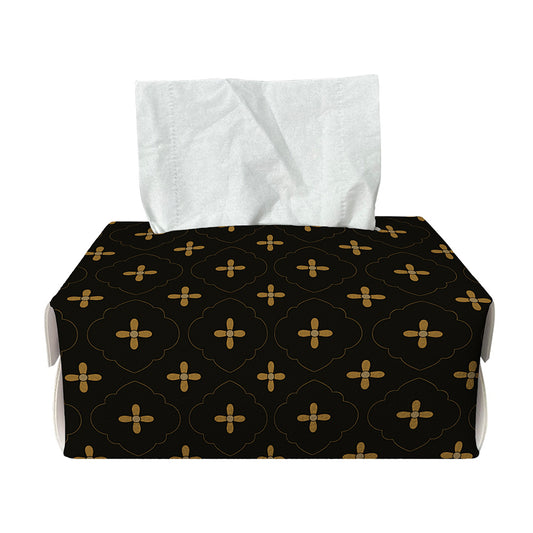 Black And Gold Orthodox Pattern Print Rectangle Tissue Box Cover