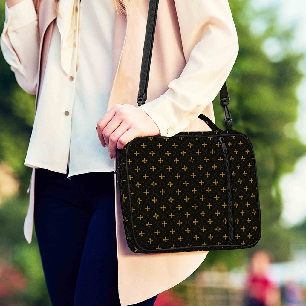 Black And Gold Orthodox Pattern Print Shoulder Strap Bible Bag