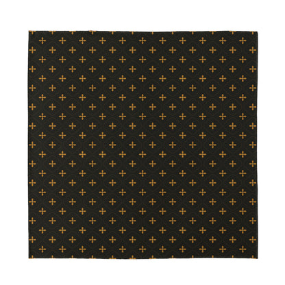 Black And Gold Orthodox Pattern Print Silk Bandana