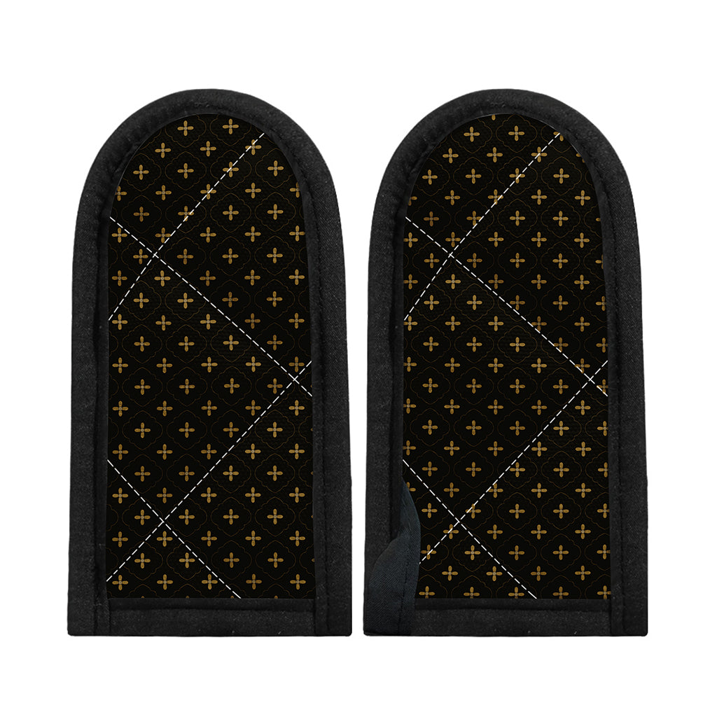 Black And Gold Orthodox Pattern Print Skillet Handle Cover