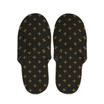Black And Gold Orthodox Pattern Print Slippers