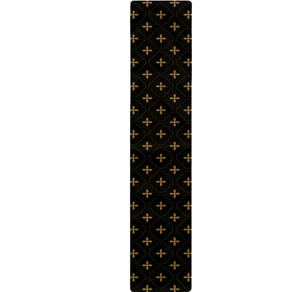 Black And Gold Orthodox Pattern Print Table Runner