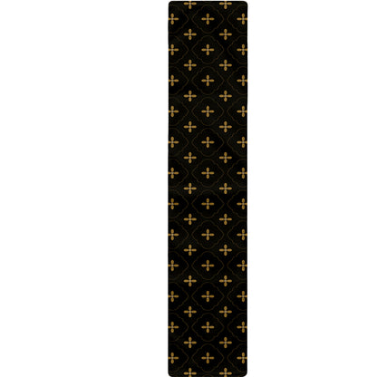 Black And Gold Orthodox Pattern Print Table Runner