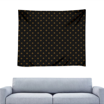 Black And Gold Orthodox Pattern Print Tapestry