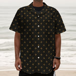 Black And Gold Orthodox Pattern Print Textured Short Sleeve Shirt
