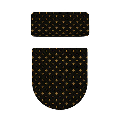 Black And Gold Orthodox Pattern Print Toilet Lid And Tank Cover Set