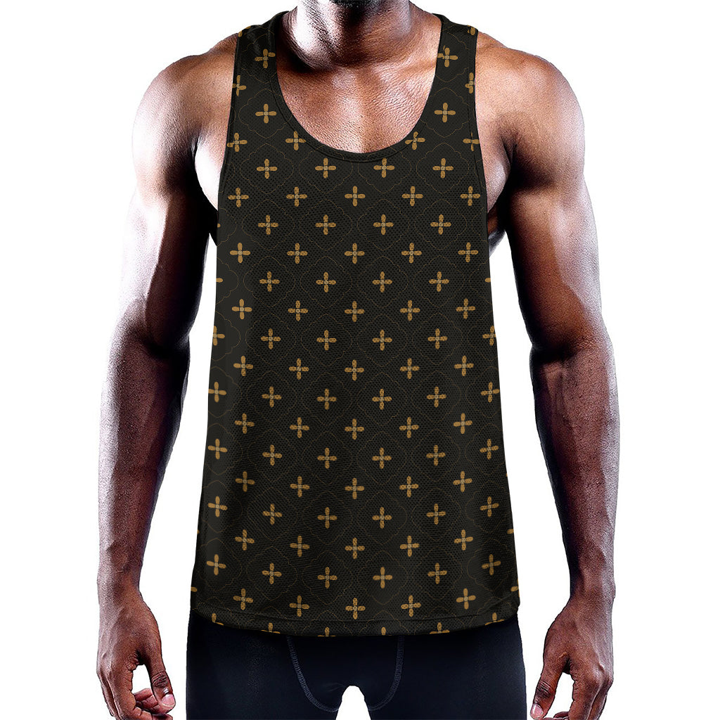 Black And Gold Orthodox Pattern Print Training Tank Top