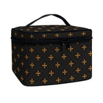 Black And Gold Orthodox Pattern Print Travel Makeup Bag