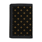 Black And Gold Orthodox Pattern Print Trifold Wallet