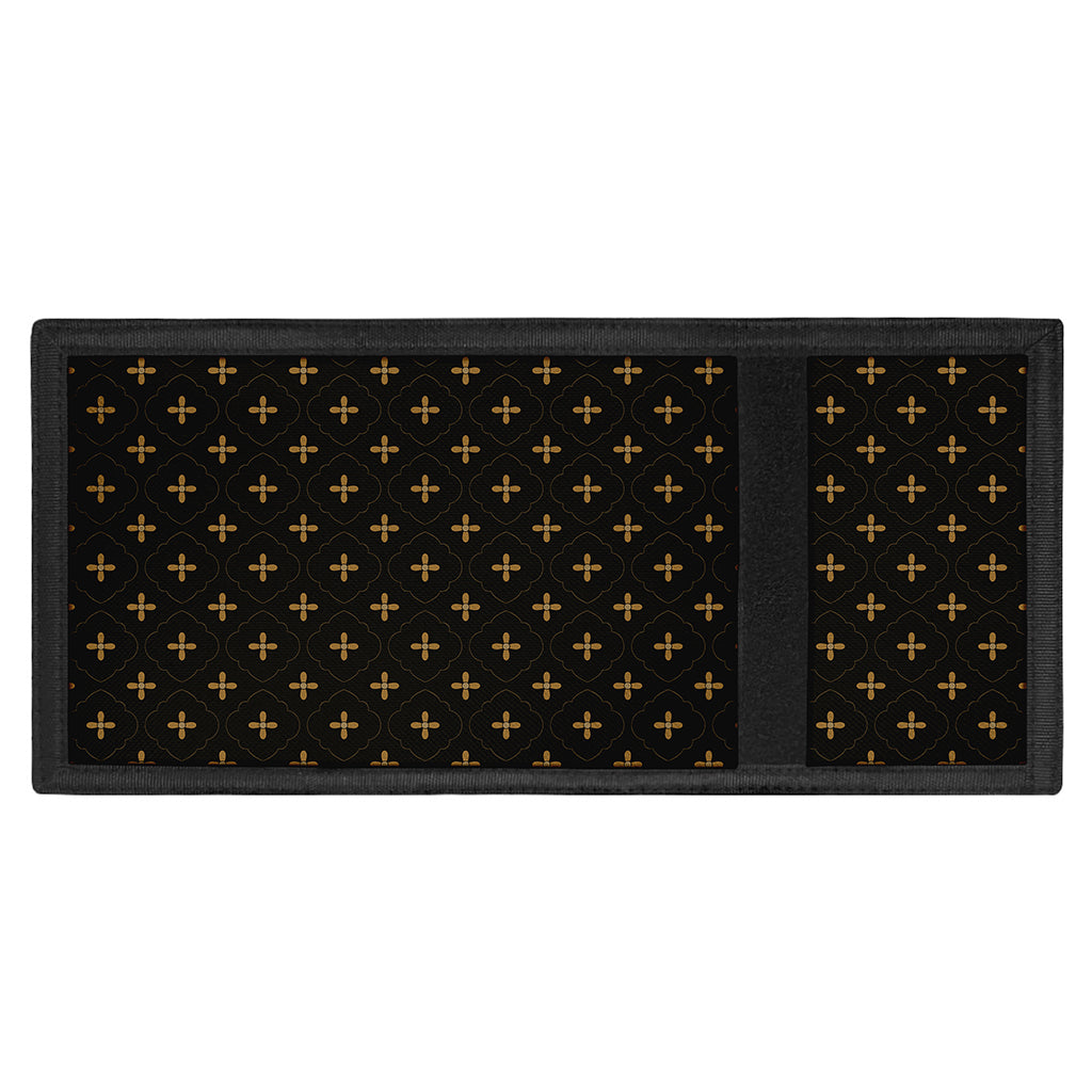 Black And Gold Orthodox Pattern Print Trifold Wallet
