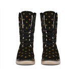 Black And Gold Orthodox Pattern Print Winter Boots