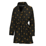 Black And Gold Orthodox Pattern Print Women's Bathrobe
