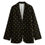 Black And Gold Orthodox Pattern Print Women's Blazer
