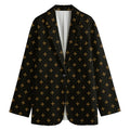 Black And Gold Orthodox Pattern Print Women's Cotton Blazer