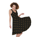 Black And Gold Orthodox Pattern Print Sleeveless Knee Length Dress
