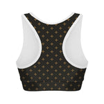 Black And Gold Orthodox Pattern Print Women's Sports Bra