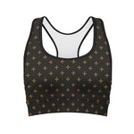 Black And Gold Orthodox Pattern Print Women's Sports Bra
