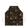 Black And Gold Peacock Feather Print Adjustable Apron