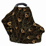 Black And Gold Peacock Feather Print Baby Seat Cover