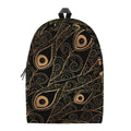 Black And Gold Peacock Feather Print School Backpack