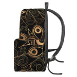 Black And Gold Peacock Feather Print Backpack