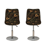 Black And Gold Peacock Feather Print Bar Stool Covers