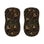 Black And Gold Peacock Feather Print Bar Stool Covers