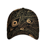 Black And Gold Peacock Feather Print Baseball Cap