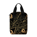Black And Gold Peacock Feather Print Bible Tote Bag