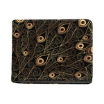Black And Gold Peacock Feather Print Bifold Wallet