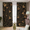 Black And Gold Peacock Feather Print Blackout Pencil Pleat Curtains