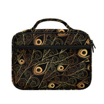 Black And Gold Peacock Feather Print Briefcase Bible Bag