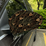 Black And Gold Peacock Feather Print Car Side Mirror Covers