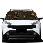 Black And Gold Peacock Feather Print Car Windshield Snow Cover