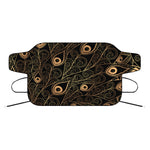 Black And Gold Peacock Feather Print Car Windshield Snow Cover