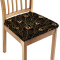 Black And Gold Peacock Feather Print Chair Cushion Cover