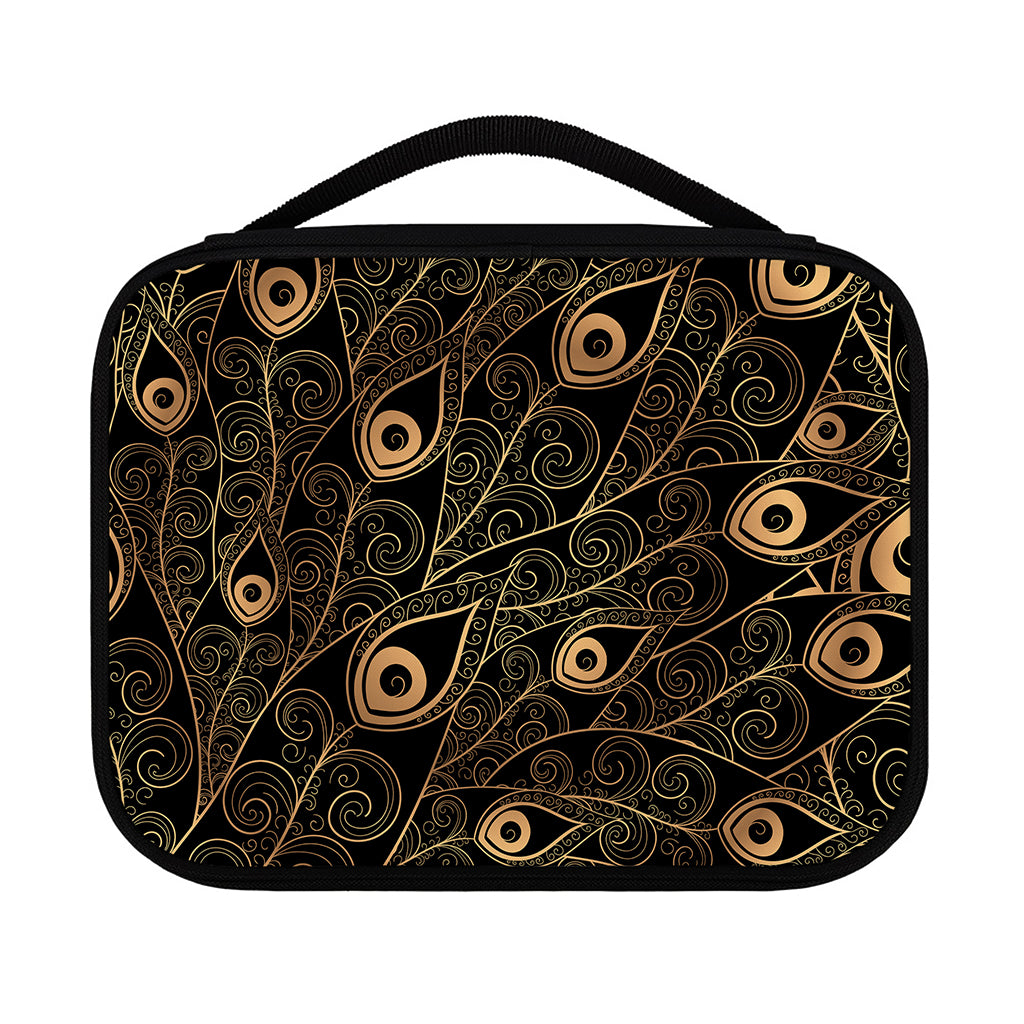 Black And Gold Peacock Feather Print Classic Bible Case