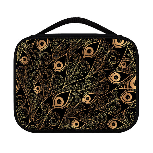 Black And Gold Peacock Feather Print Classic Bible Case