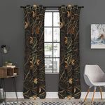 Black And Gold Peacock Feather Print Curtain
