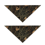 Black And Gold Peacock Feather Print Dog Bandana