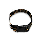 Black And Gold Peacock Feather Print Dog Collar