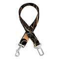 Black And Gold Peacock Feather Print Dog Seat Belt