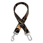 Black And Gold Peacock Feather Print Dog Seat Belt