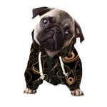 Black And Gold Peacock Feather Print Dog Zip Up Hoodie