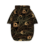 Black And Gold Peacock Feather Print Dog Zip Up Hoodie