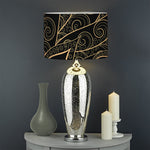 Black And Gold Peacock Feather Print Drum Lamp Shade